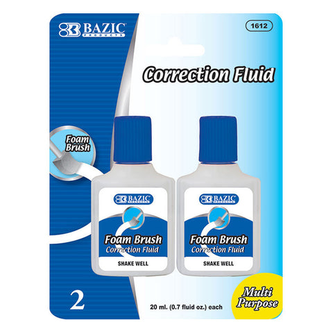 BAZIC 20ml / 0.7 fl. oz. Correction Fluid w/ Foam Brush (2/Pk)