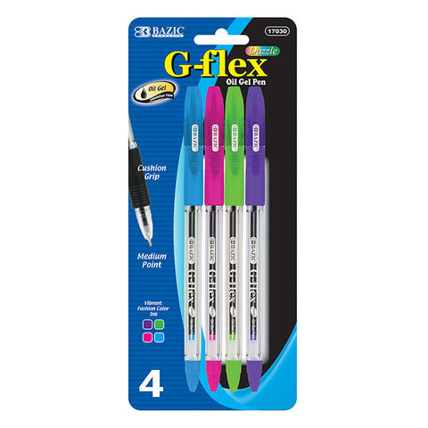 BAZIC 4 Color G-Flex Oil-Gel Ink Pen w/ Cushion Grip