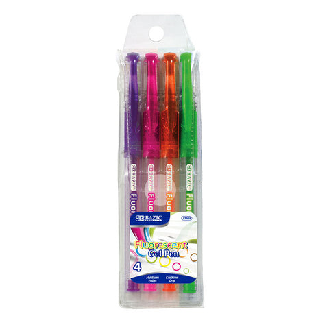 BAZIC 4 Fluorescent Color Gel Pen w/ Cushion Grip