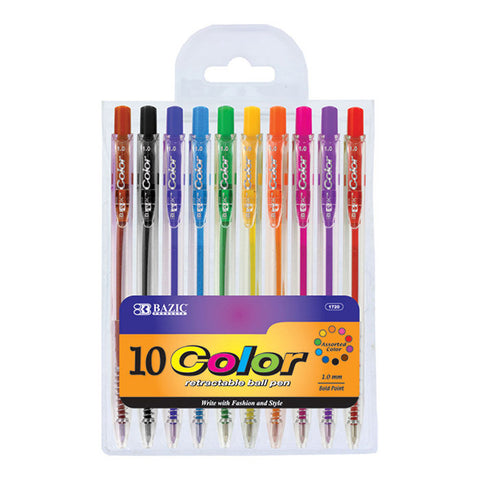 BAZIC 10 Color Retractable Pen