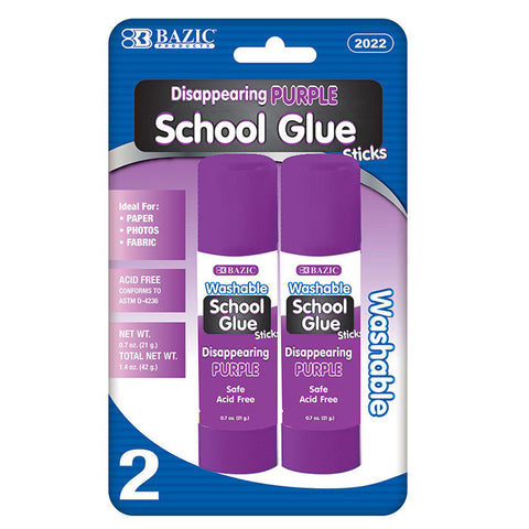 BAZIC 21g / 0.7 Oz. Large Washable Purple Glue Stick (2/Pack)