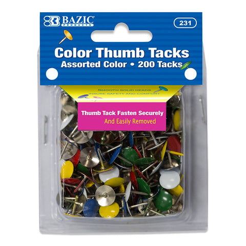 BAZIC Assorted Color Thumb Tack (200/Pack)
