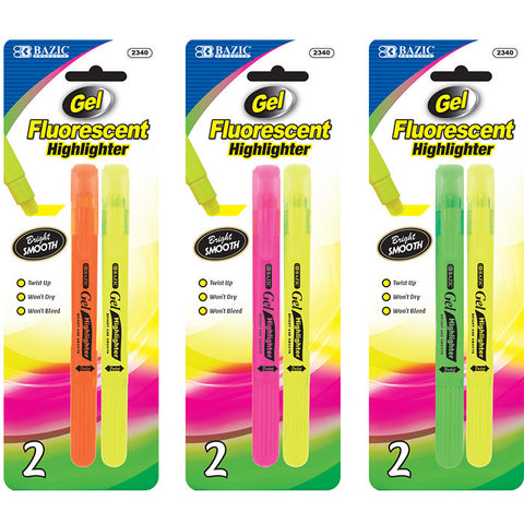 BAZIC Fluorescent Gel Highlighter (2/Pack)