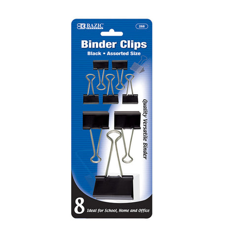 BAZIC Assorted Size Black Binder Clip (8/Pack)