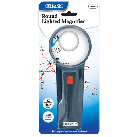 BAZIC 2.5" Round 3x Lighted Magnifier