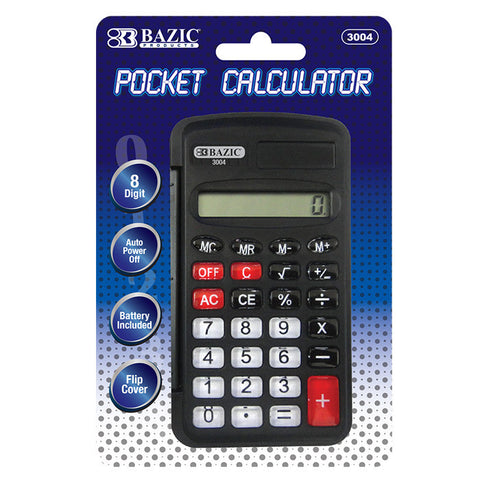 BAZIC 8-Digit Pocket Size Calculator w/ Flip Cover