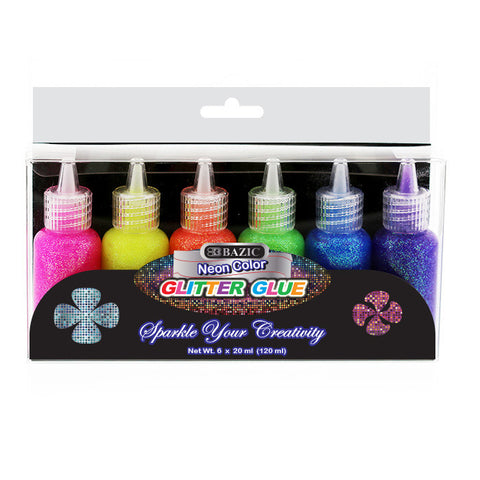 BAZIC 20 ml Neon Color Glitter Glue (6/pack)