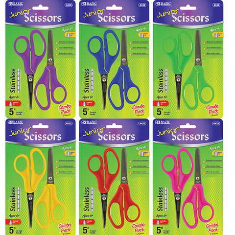 BAZIC 5" Blunt & Pointed Tip School Scissors (2/Pack)