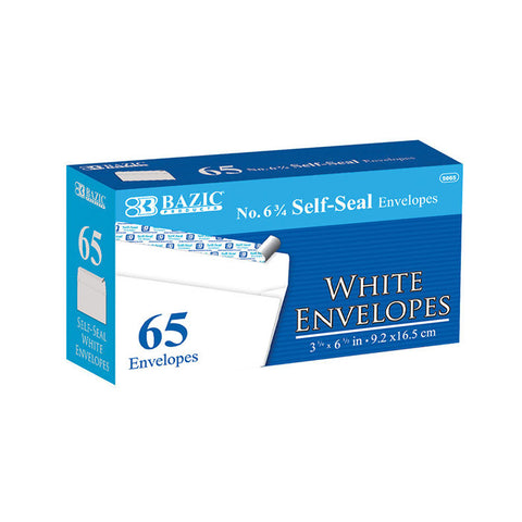 BAZIC #6 3/4 Self-Seal White Envelope (65/Pack)