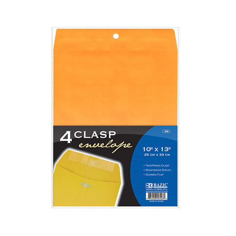 BAZIC 10"  X 13" Clasp Envelope (4/Pack)