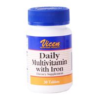 Vicen Daily MultiVitamin W/Iron - 30 Tablets