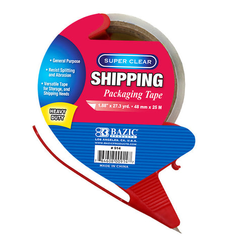 BAZIC 1.88" x 27.3 Yards Super Clear Heavy Duty Packing Tape with Dispenser