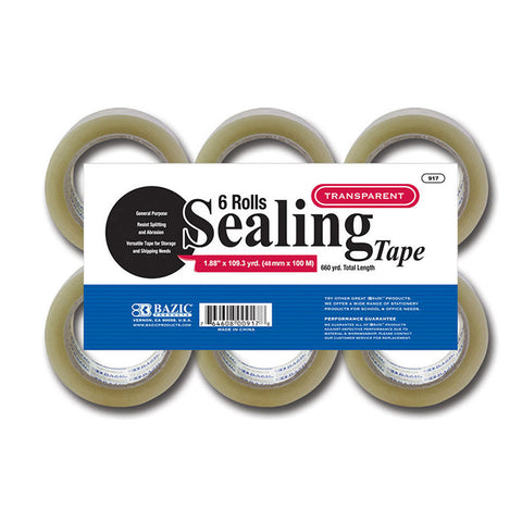 BAZIC 1.88" X 109.3 Yards Clear Packing Tape (6/pack)
